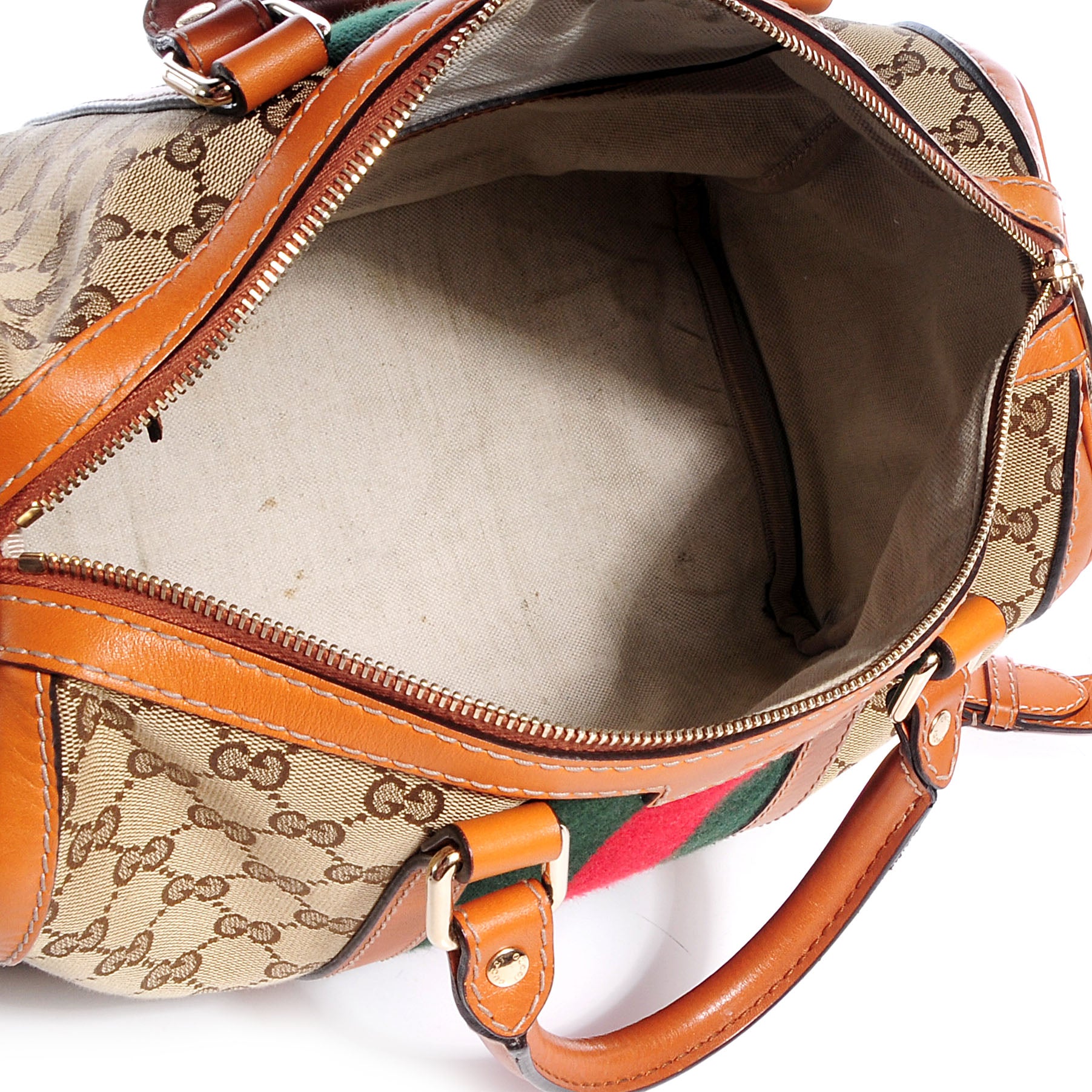 Gucci Leather Vintage Medium Web Original GG Boston Tan 5 of 7