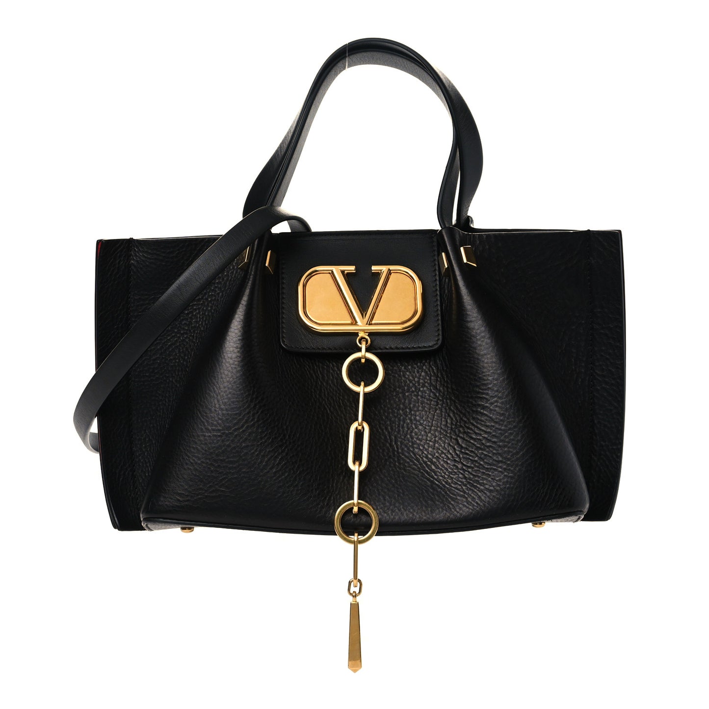 Grainy Calfskin Small VLogo Escape Shopper Black