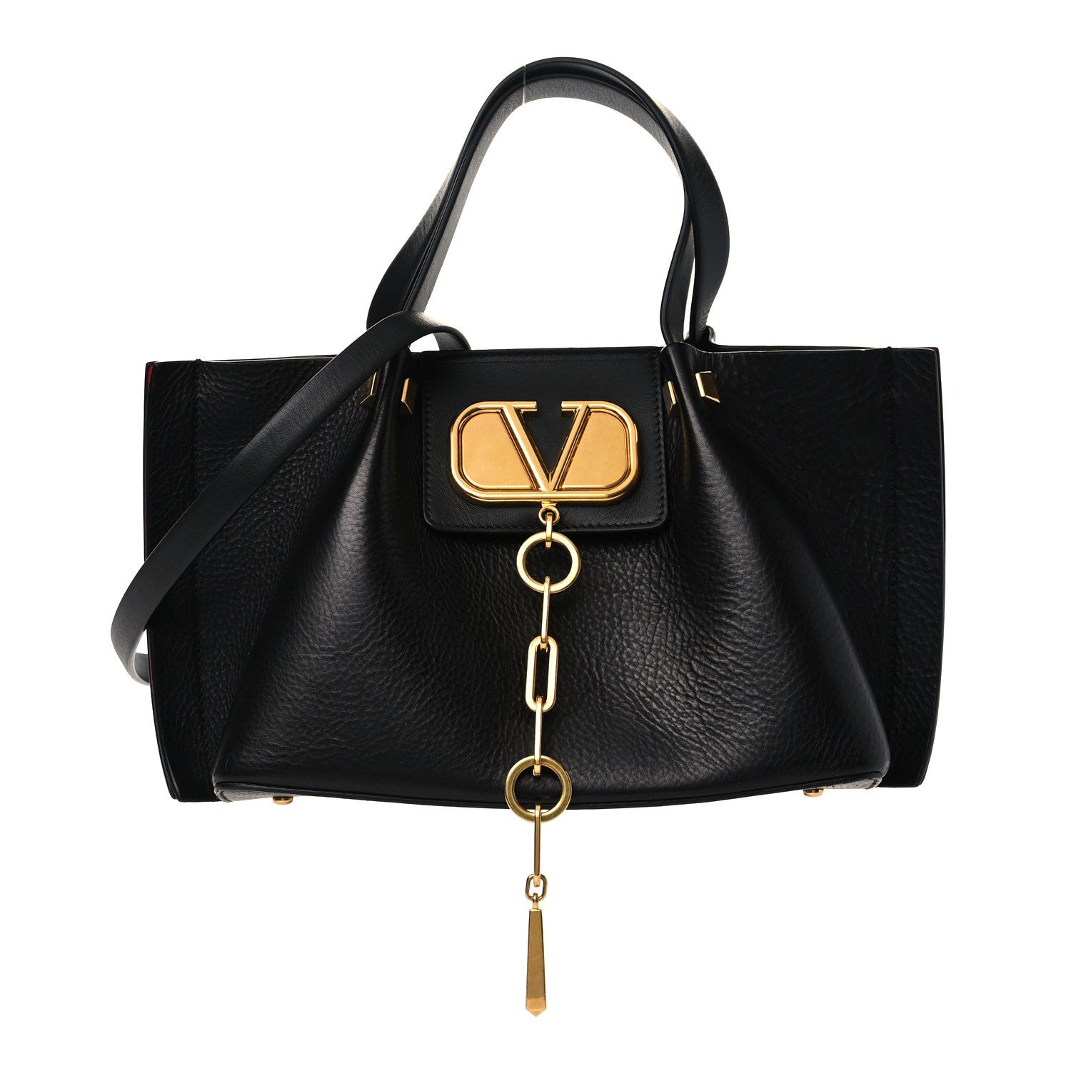 Valentino Garavani Grainy Calfskin Small VLogo Escape Shopper Black 1 of 6