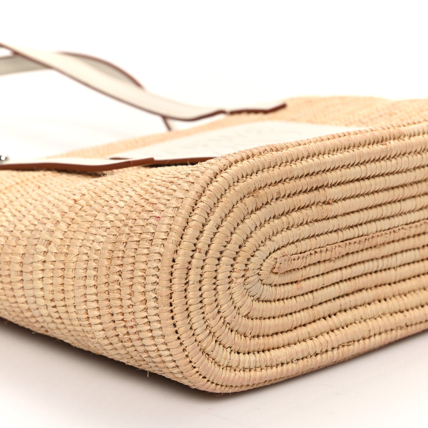 Raffia Square Small Basket Tote Bag Natural White