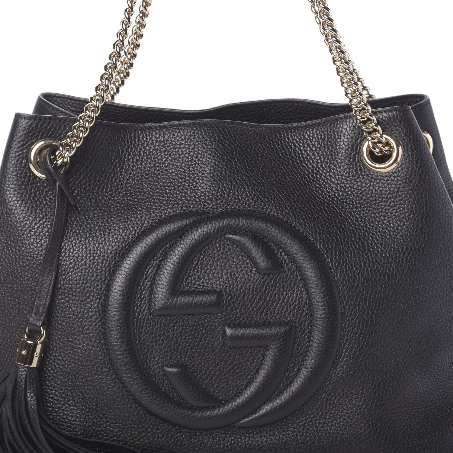 Gucci Pebbled Calfskin Medium Soho Chain Shoulder Bag Black 7 of 9