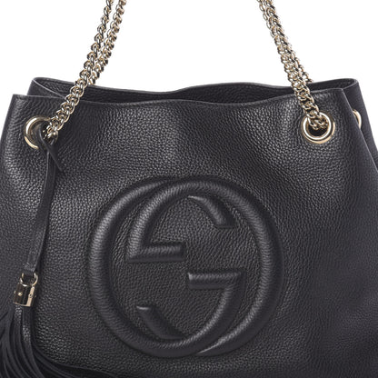 Gucci Pebbled Calfskin Medium Soho Chain Shoulder Bag Black 7 of 9