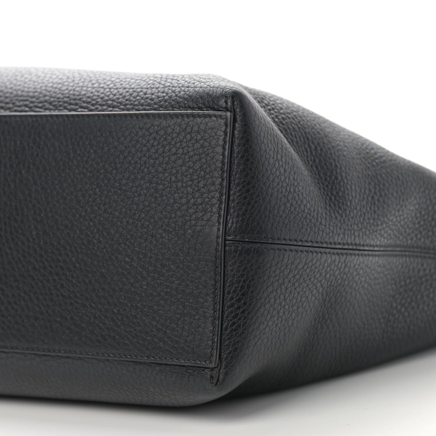 Grained Calfskin Rockstud Shoulder Tote Black