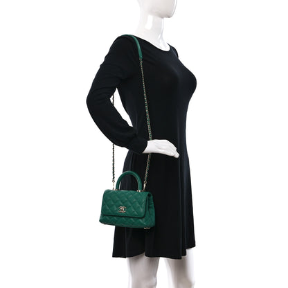 Chanel Caviar Quilted Extra Mini Coco Handle Flap Green 2 of 10