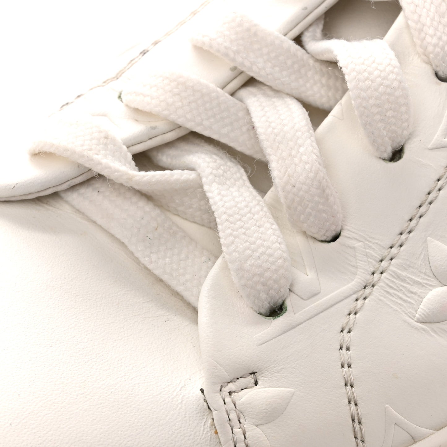 Lambskin Embossed Monogram Time Out Sneakers 35  White