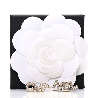 Chanel Crystal Pearl Signature Stud Earrings Gold 5 of 5