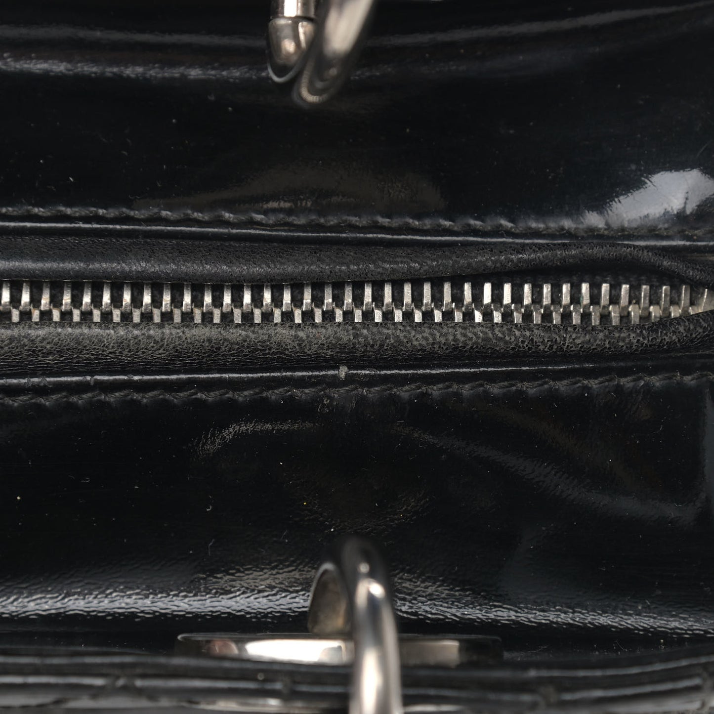 Patent Cannage Stitched Medium Lady Dior Black
