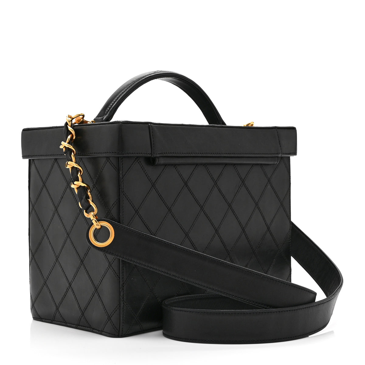 Calfskin Stitch Vanity Case Black