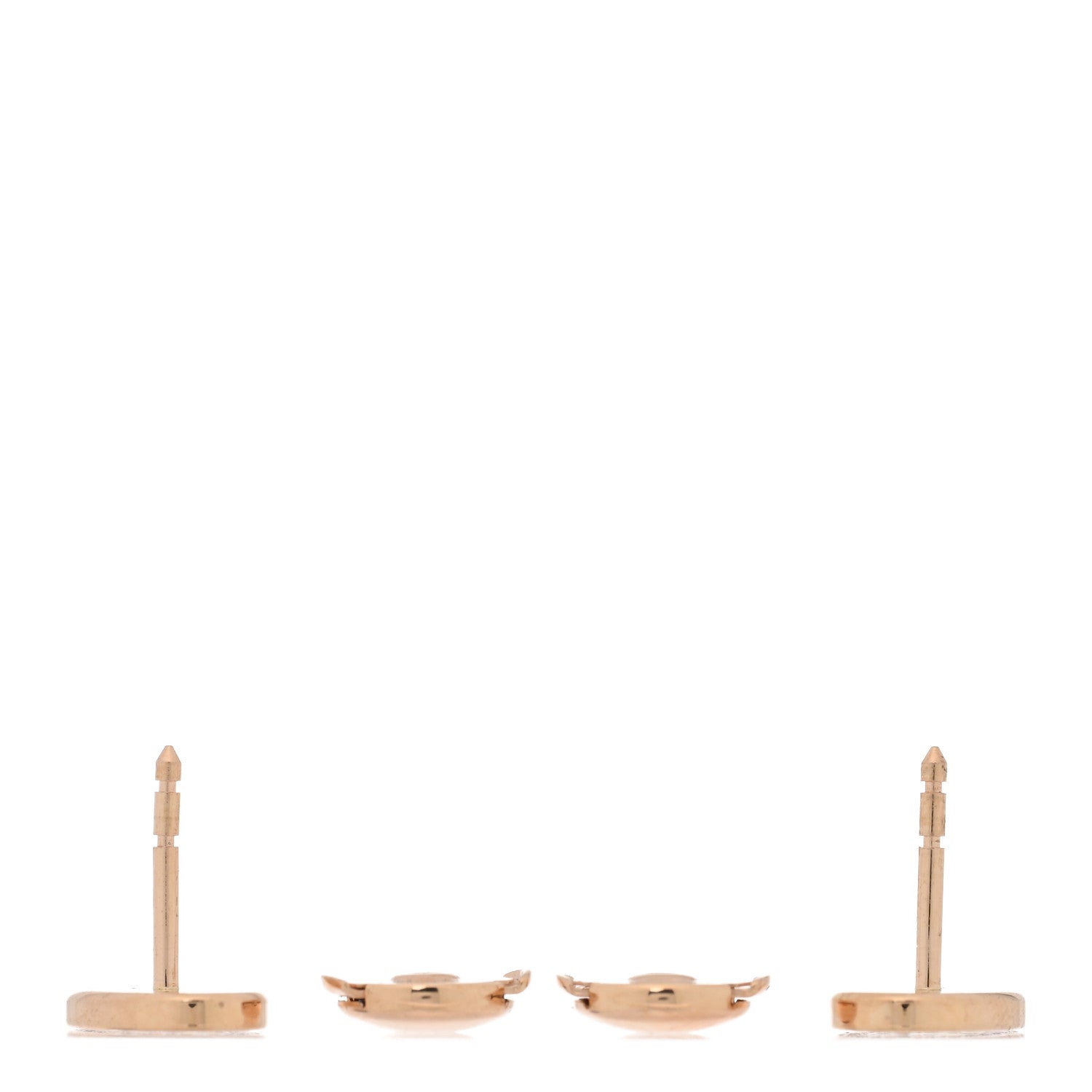 Hermes 18K Rose Gold Diamond Chaine d'Ancre Contour Stud Earrings 3 of 5