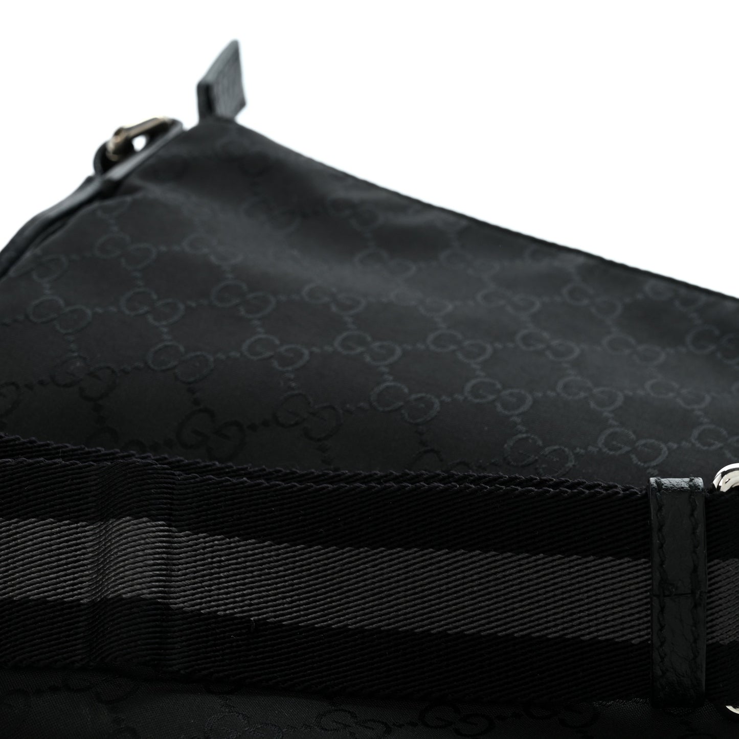 Nylon Monogram Mini Flat Messenger Bag Black