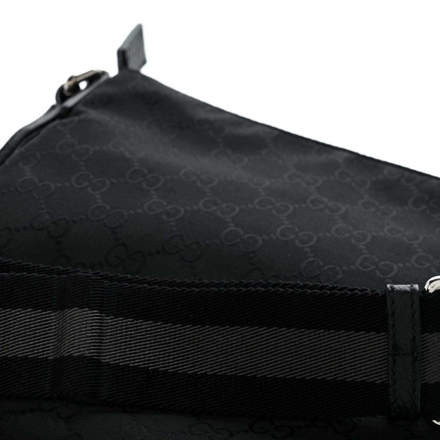 Gucci Nylon Monogram Mini Flat Messenger Bag Black 11 of 12