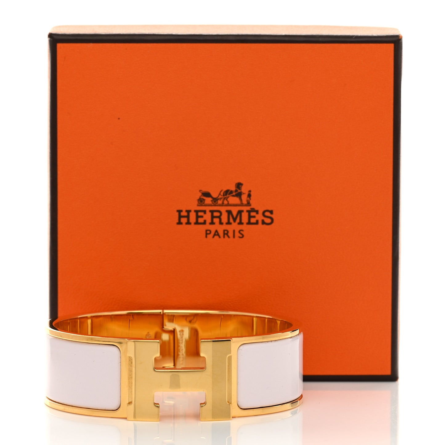 Enamel Wide Clic Clac H Bracelet GM White
