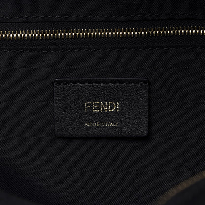 Fendi Glazed Fabric Vitello Century FF 1974 Stamp Patch Mini Backpack Mogano Panna Black 7 of 9