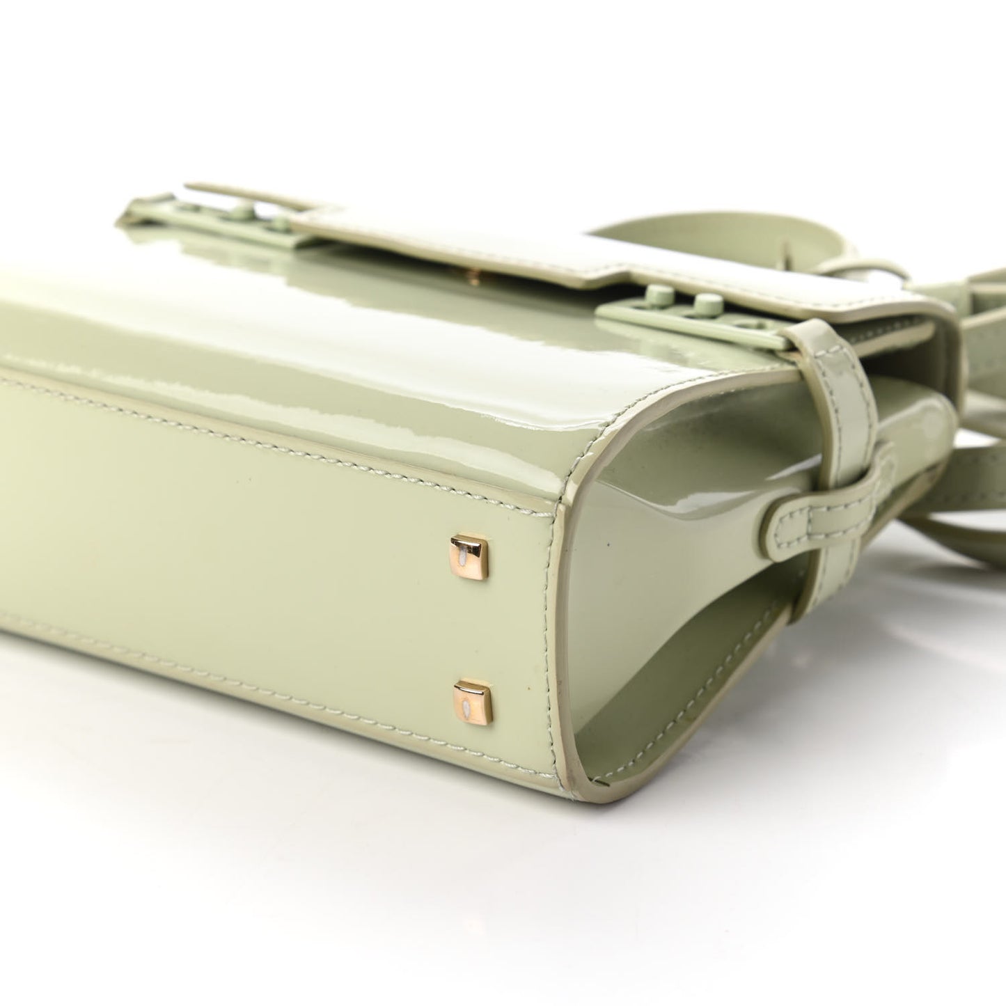 Patent Calfskin Micro Tempete Satchel Almond