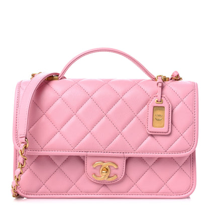 Chanel Caviar Quilted School Memory Small Top Handle Flap Pink 1 of 9