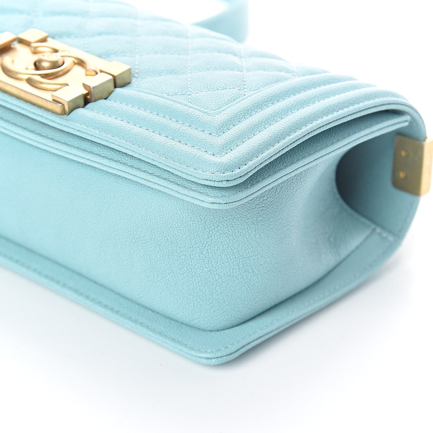 Caviar Quilted Small Boy Flap Light Blue