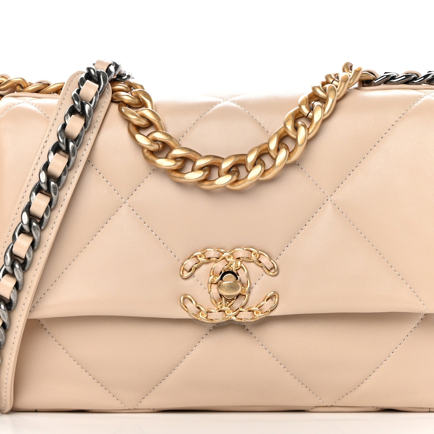 Chanel Lambskin Quilted Medium Chanel 19 Flap Beige 8 of 10