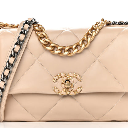 Chanel Lambskin Quilted Medium Chanel 19 Flap Beige 8 of 10