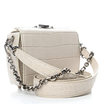 Alexander McQueen Calfskin Crocodile Embossed Box Shoulder Bag 16 Cream 2 of 4