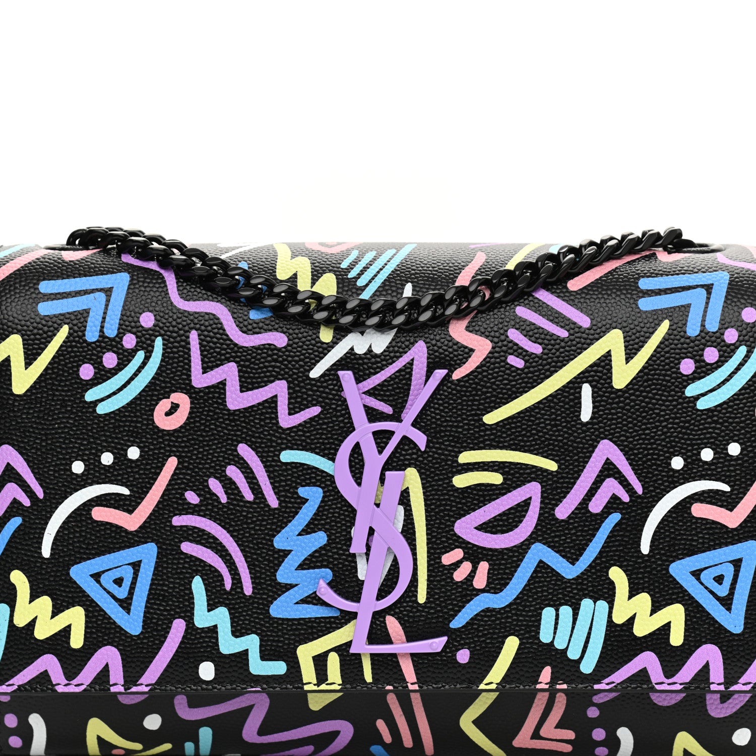 Saint Laurent Grain De Poudre Small Monogram Graphic Print Kate Satchel Black 8 of 10