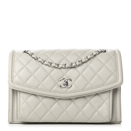 Chanel Lambskin Quilted Large Geometric Flap Grey 1 of 14