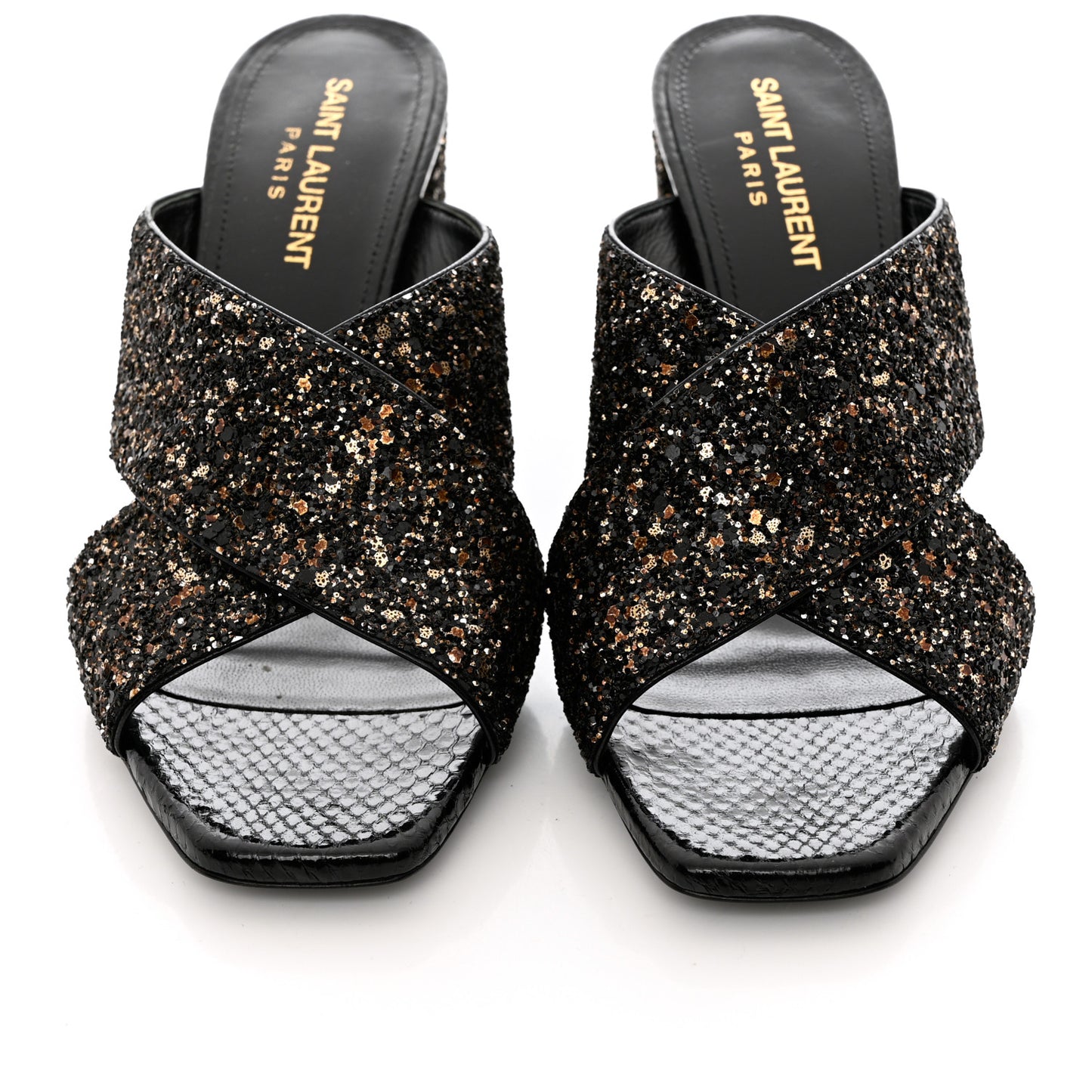 Glitter LouLou 70 Mule Sandals 36 Black Gold