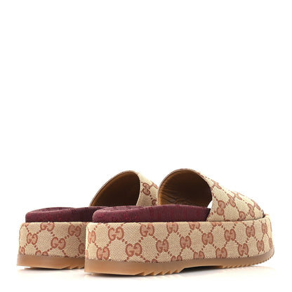 Gucci Canvas GG Monogram Angelina Platform Slide Sandals 36.5 Beige Ruggine 5 of 9