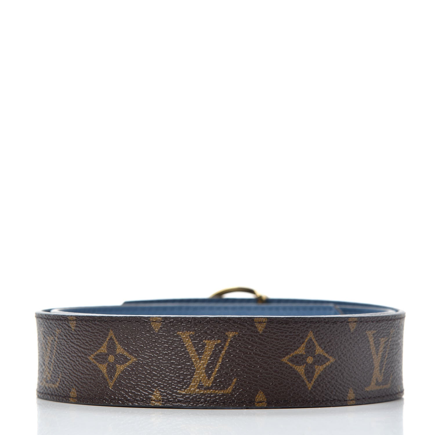 Louis Vuitton Calfskin Monogram 35mm LV Circle Reversible Belt 85 34 Denim Blue 2 of 8