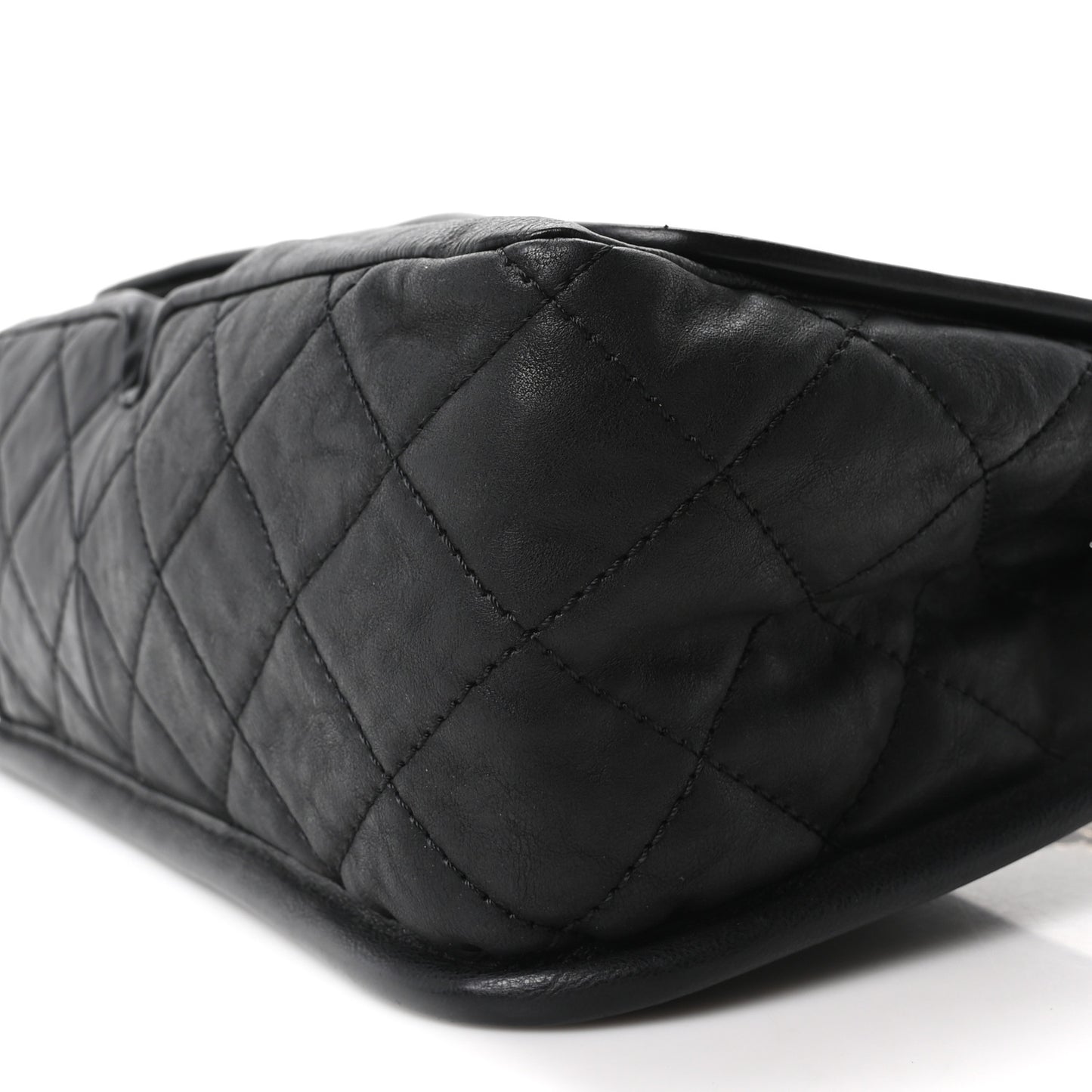 Aged Calfskin Quilted 2.55 Reissue Chain Flap  Black