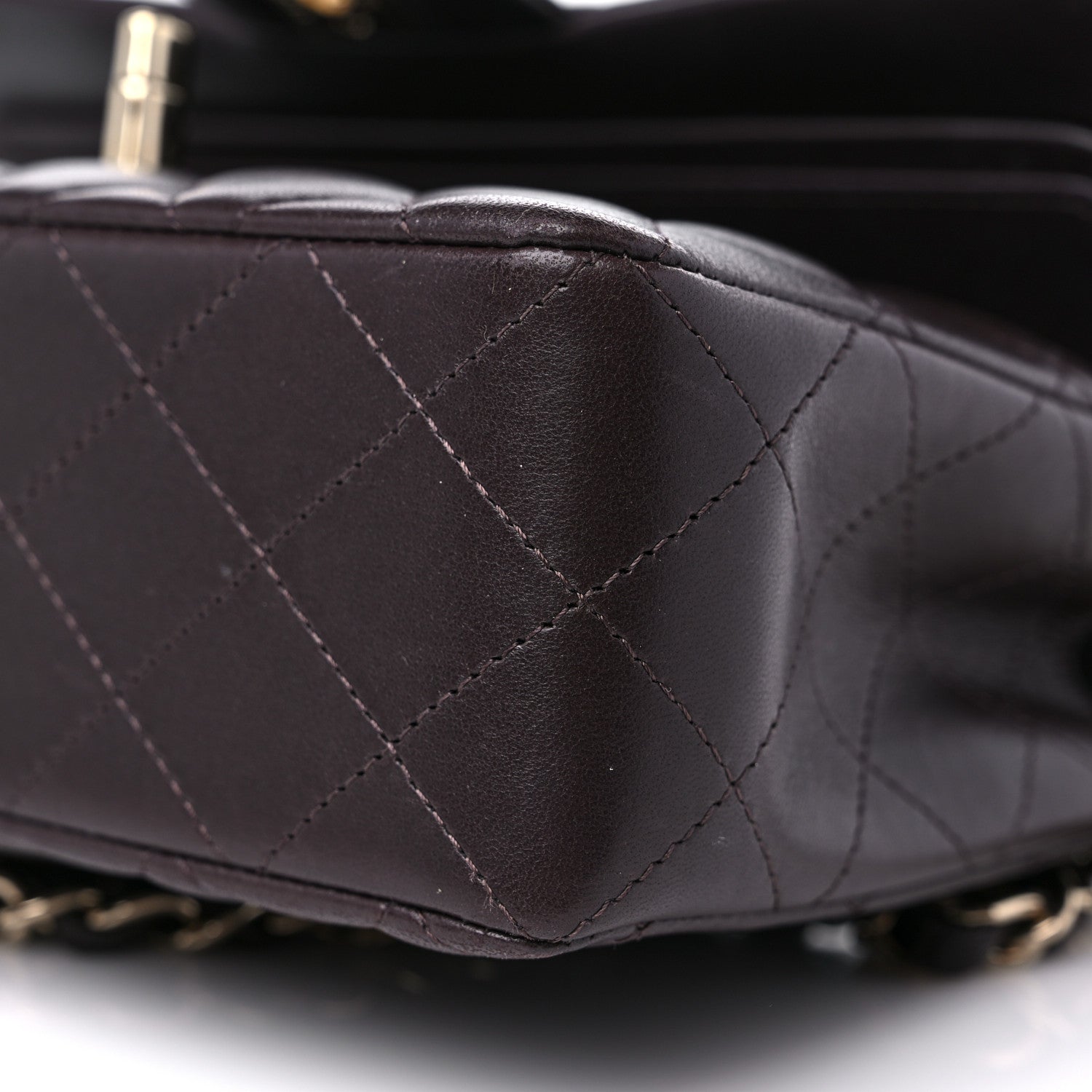 Chanel Lambskin Quilted Small Double Flap Dark Brown 9 of 14