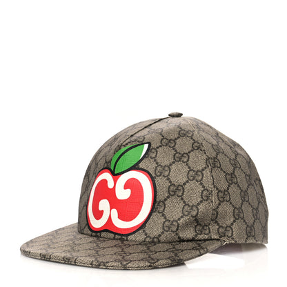 Gucci GG Supreme Monogram Apple Print Baseball Hat M Beige Red 1 of 8