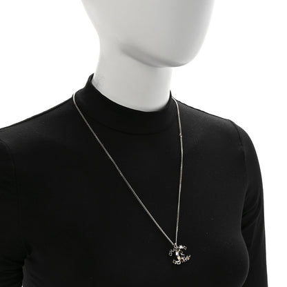 Chanel Baguette Crystal Logo CC Necklace Grey Gold 2 of 6