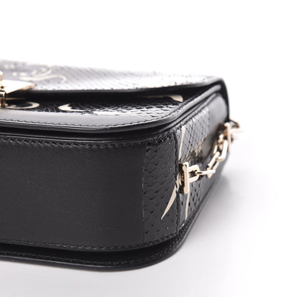 Valentino Garavani Calfskin Snakeskin Panther Chain Flap Bag Black 8 of 9