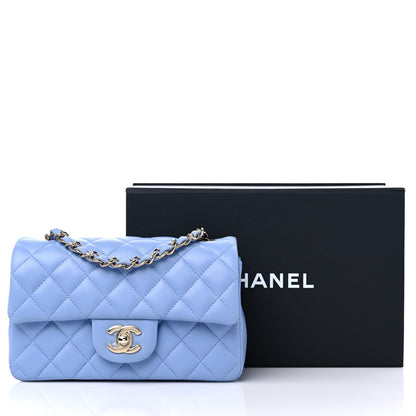 Chanel Lambskin Quilted Mini Rectangular Flap Light Blue 9 of 9