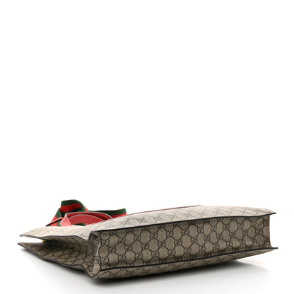 Gucci Soft GG Supreme Monogram Web Bosco Patch Vertical Tote Beige Malva Hibiscus Red 4 of 11