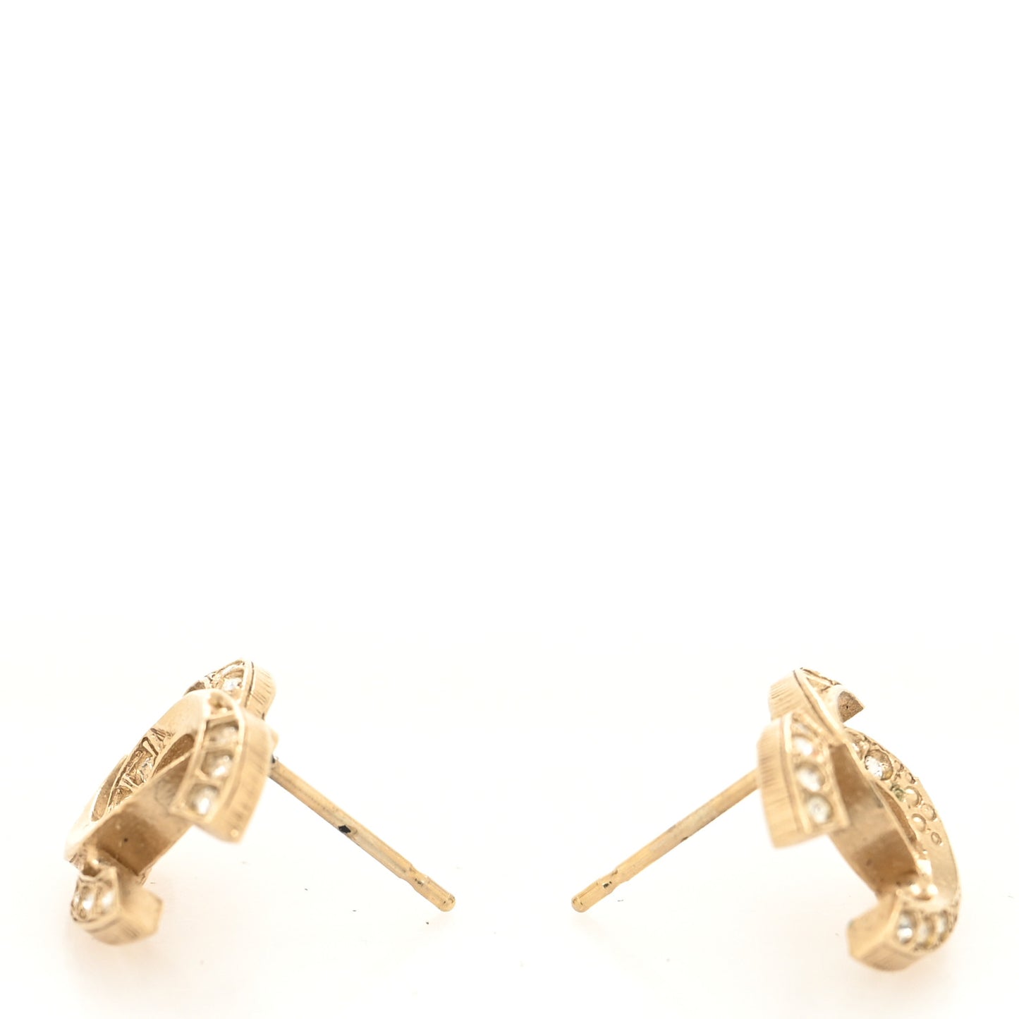 Crystal Textured CC Earrings Gold