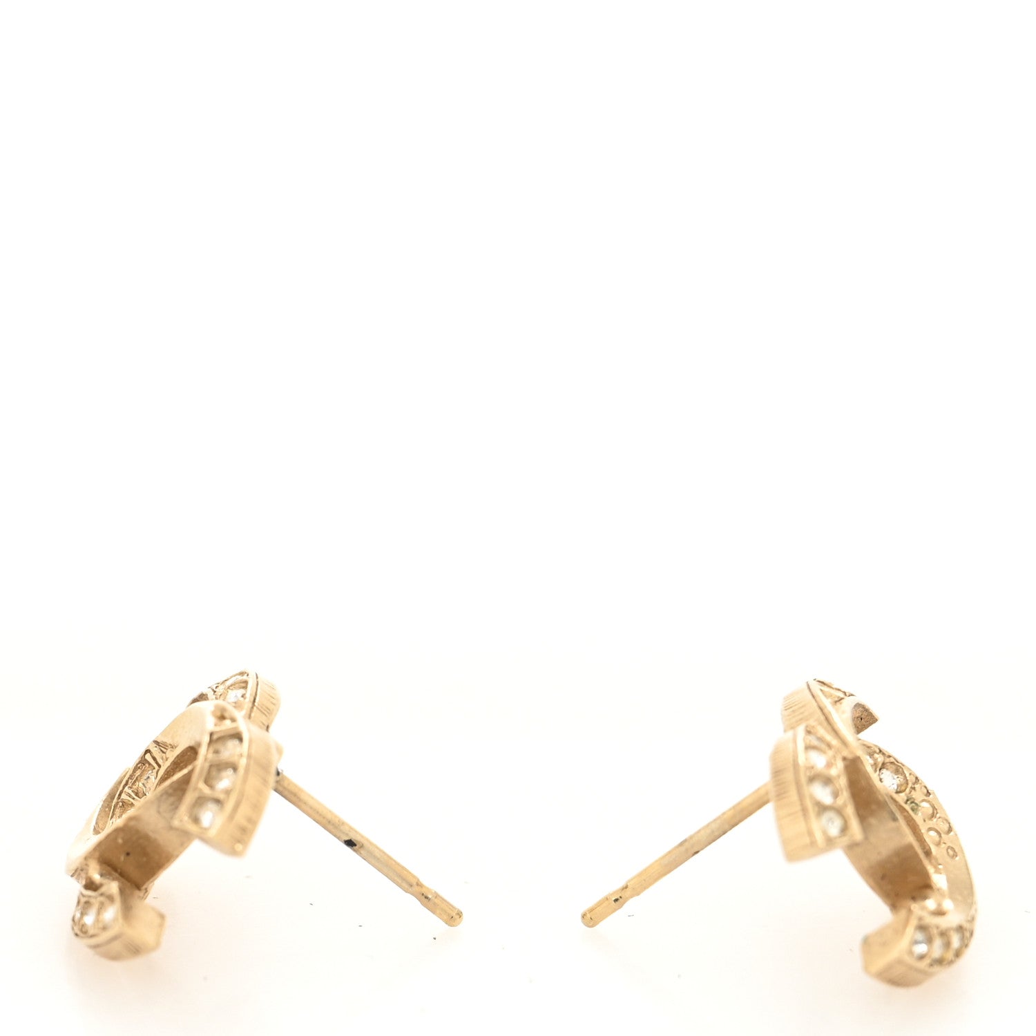 Chanel Crystal Textured CC Earrings Gold 3 of 4