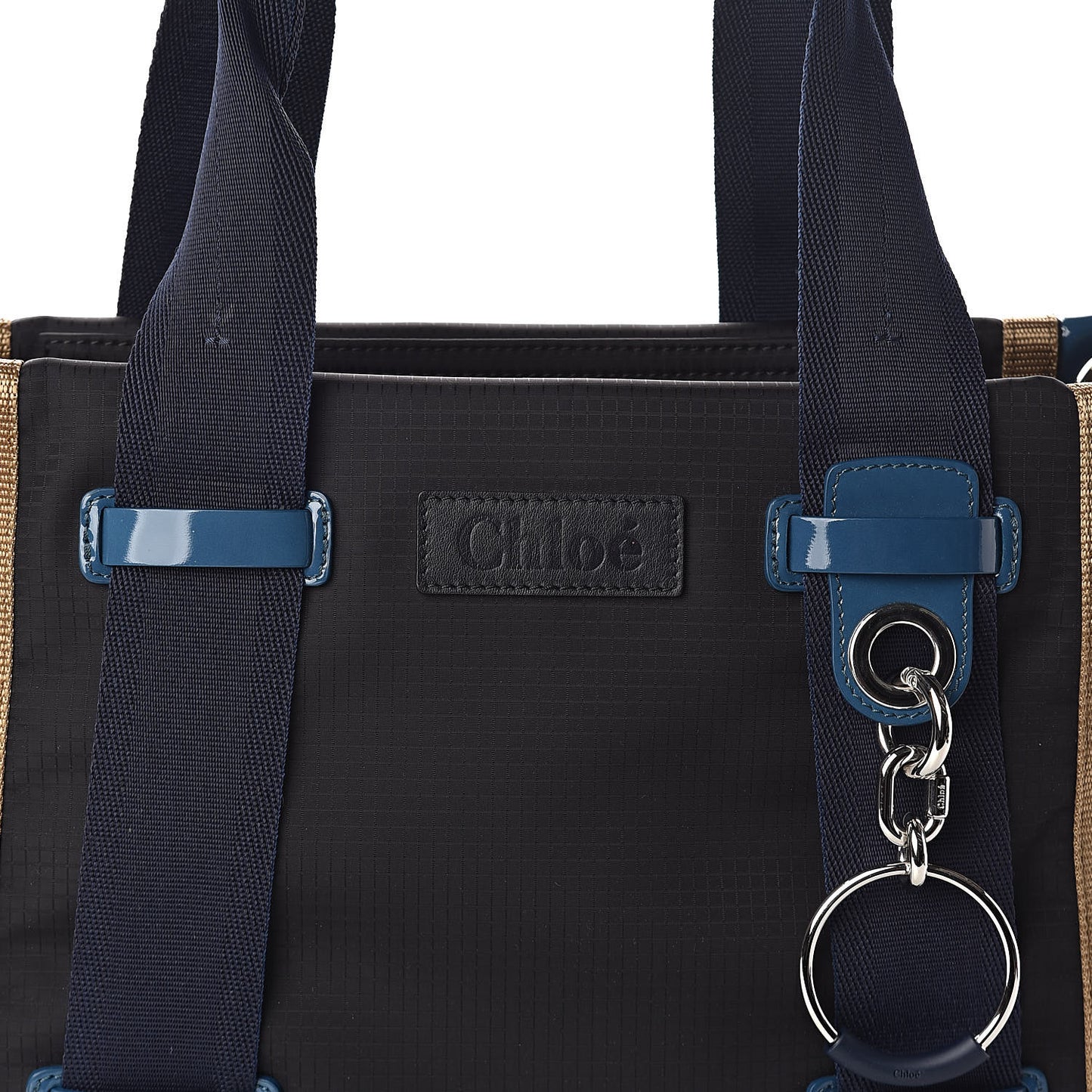 Nylon Canvas Glossy Lambskin Medium Tao Zipped Tote Blue Green