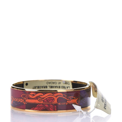 Hermes Enamel Printed Della Cavalleria Wide Bracelet 65 Cacao 4 of 4