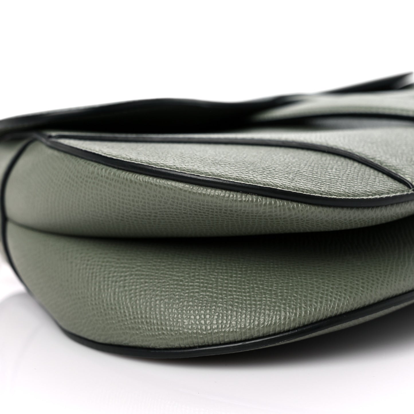 Grained Calfskin Saddle Bag Green