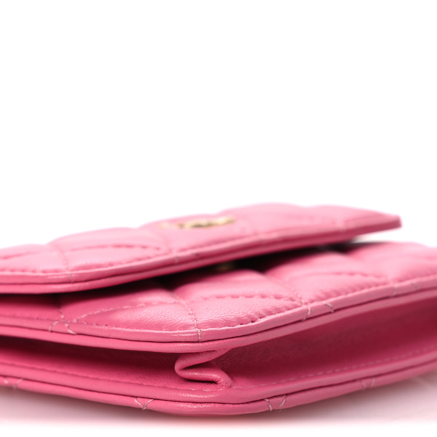 Lambskin Quilted Pearl Crush Clutch With Chain Pink