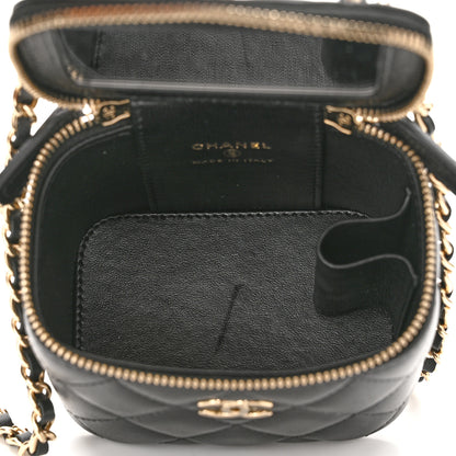 Chanel Lambskin Quilted Top Handle Mini Vanity Case With Chain Black 6 of 12