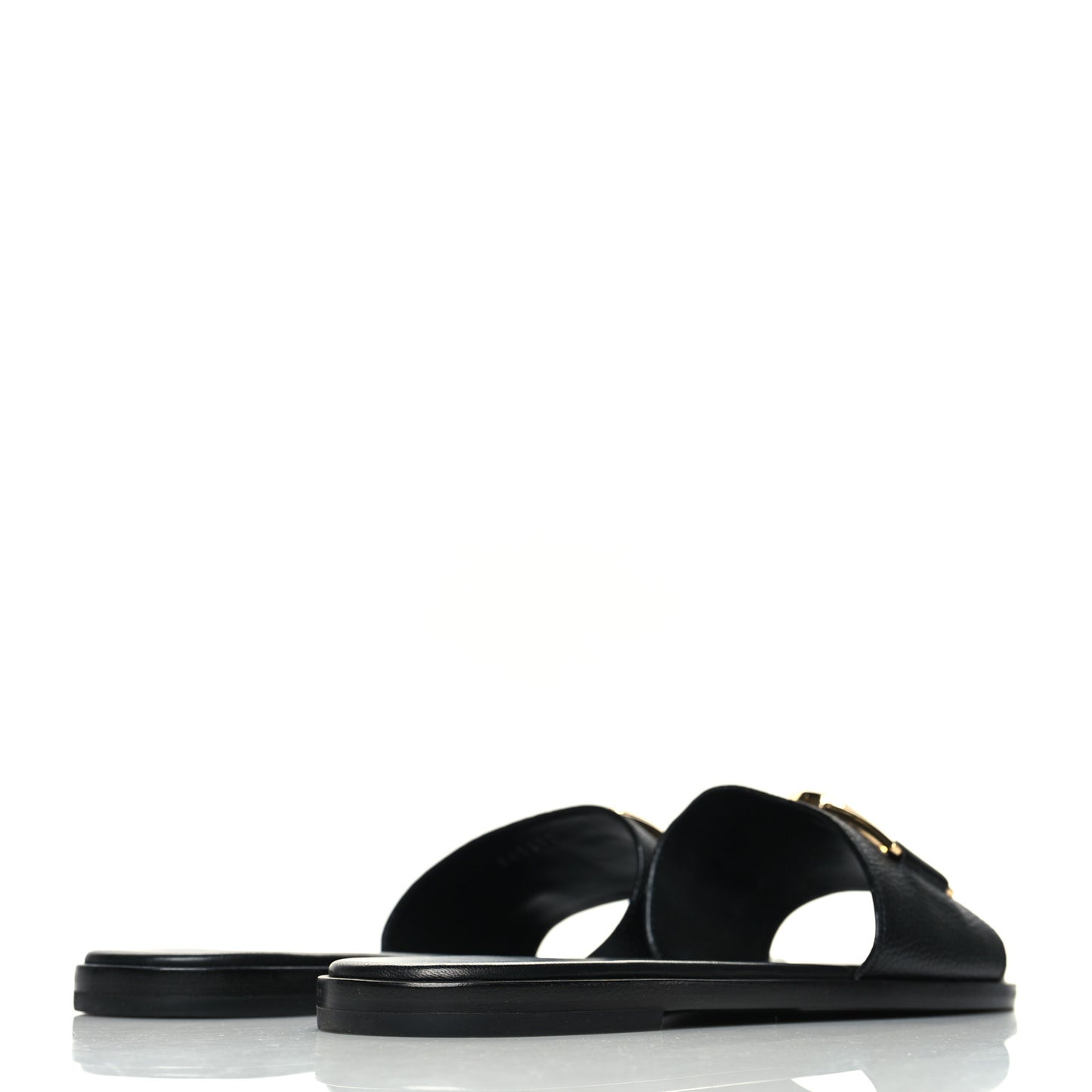 Calfskin Lock It Flat Mules 39 Black