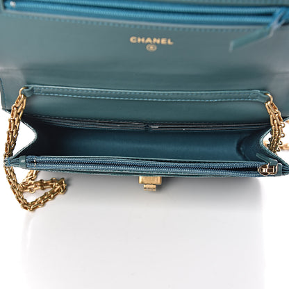 Chanel Lizard Reissue Wallet on Chain WOC Green 5 of 11