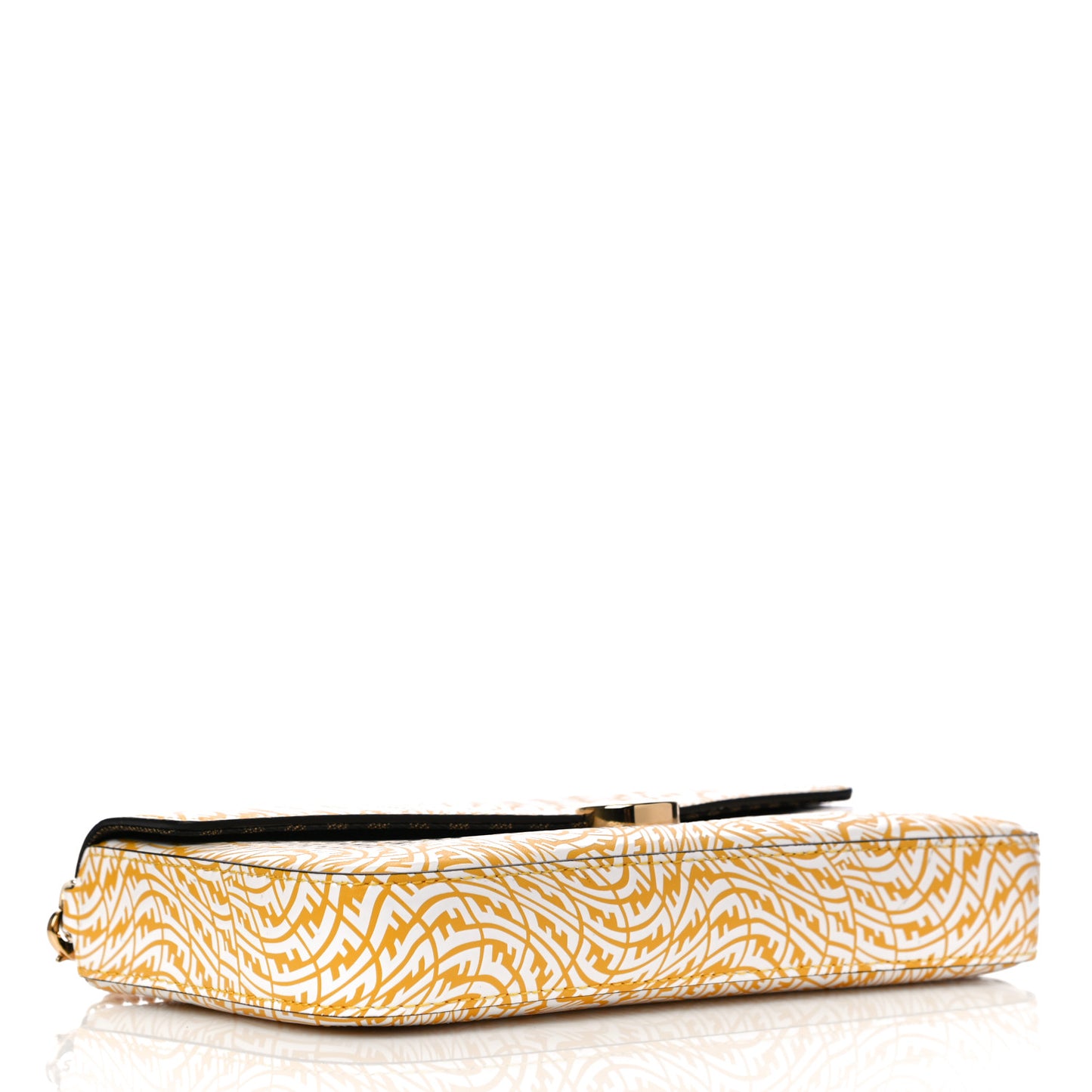 X SARAH COLEMAN Vitello Liberty Ceylon F is Fendi Micro FF Vertigo Embossed Envelope Wallet on Chain with Pouches Mimosa White