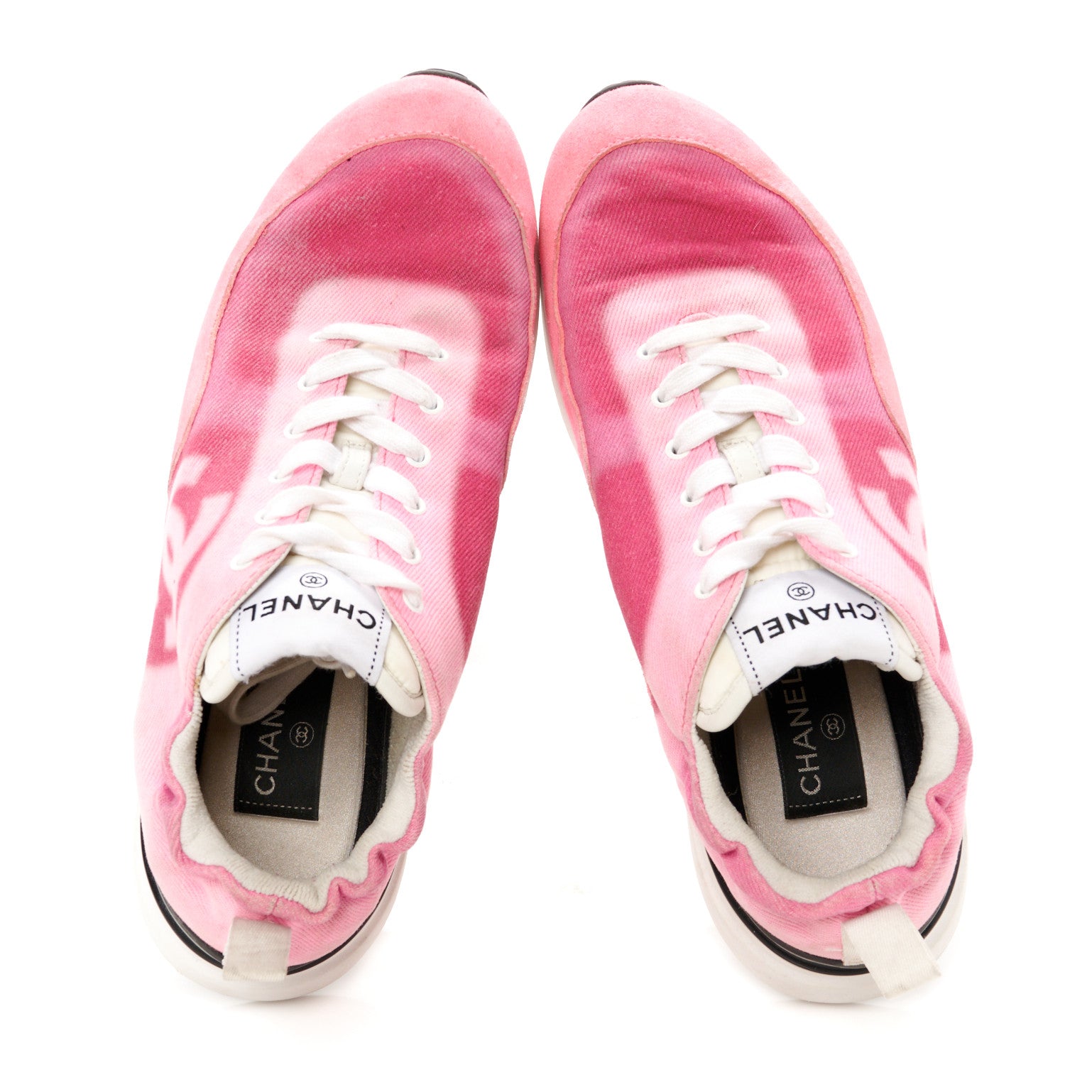 Chanel Denim Suede Calfskin Womens CC Sneakers 40 Pink 2 of 9