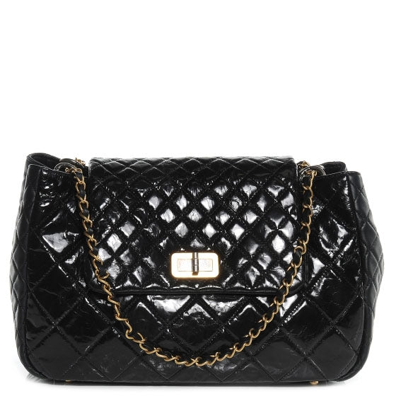 Chanel Glazed Crinkled Large East West Flap Black 1 of 8