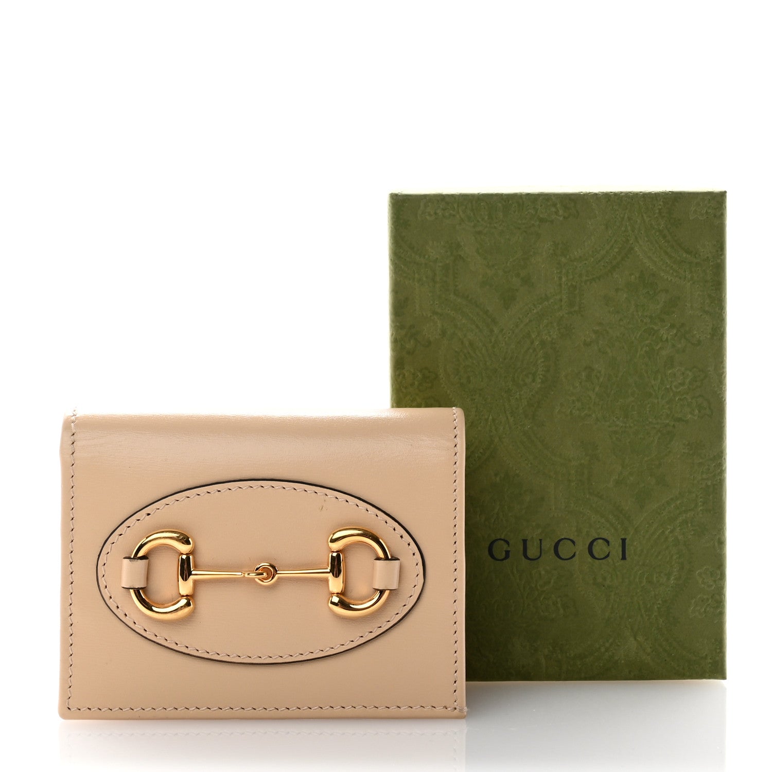 Gucci Boarded Plutone Calfskin Horsebit 1955 Card Case Wallet Bubble Tea 10 of 10