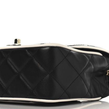 Chanel Lambskin Quilted Resin CC Mini Flap Bag Black White 10 of 11