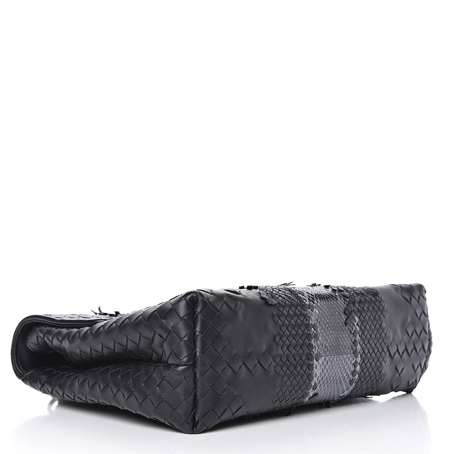 Nappa Ayers Intrecciato Top Handle Bag Black Light Grey